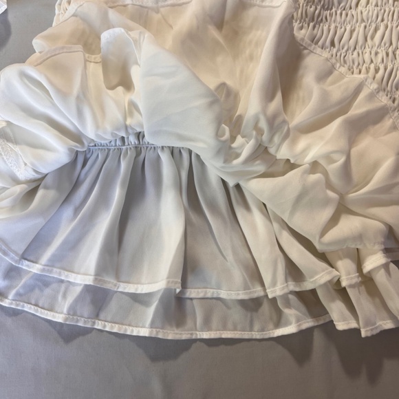 KRISA White Smocked L/S Mini Dress Bridal Shower Size S NWT Sold on Revolve - Picture 9 of 11